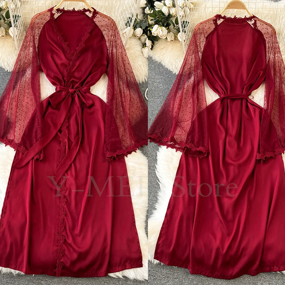 Midnight Empress-Satin Robe