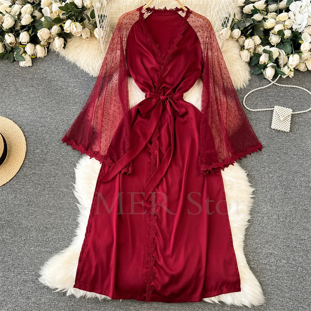 Midnight Empress-Satin Robe